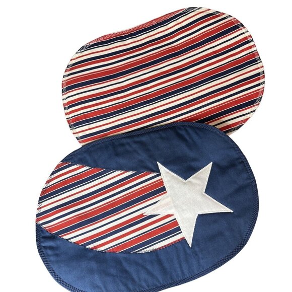 Patriotic 4th of July Placemats Lot of Eight Red White & Blue - Picture 1 of 12